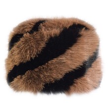 Cappello Cloche Pelliccia Bicolore 100% Poliestere TG Unica