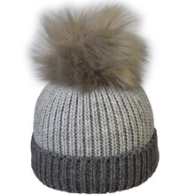 Cuffia Bicolore C/Pon Pon 60% acri15% alpac 15% lana 10% vis