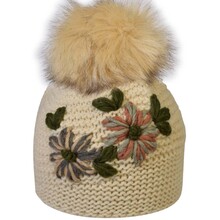 Cuffia Con Ricamo+Pon Pon 30% lana 10% visca 60% acrilico