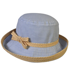 Cappello Modello Pamela Bordo Rafia 100% Cotone TG Unica Regolabile